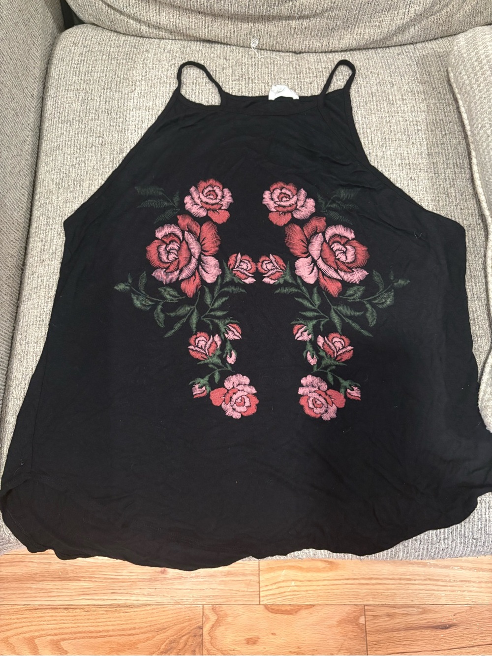 Dirty Laundry Floral Embroidered Camisole in Black XL